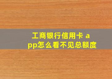 工商银行信用卡 app怎么看不见总额度